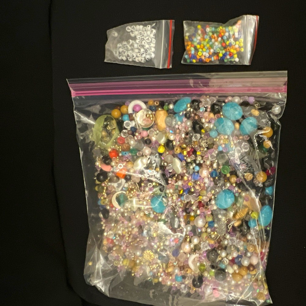 Vintage Mixed Lot Beads Multicolor Assorted Shapes Alphabet Seed Beads 2 lbs